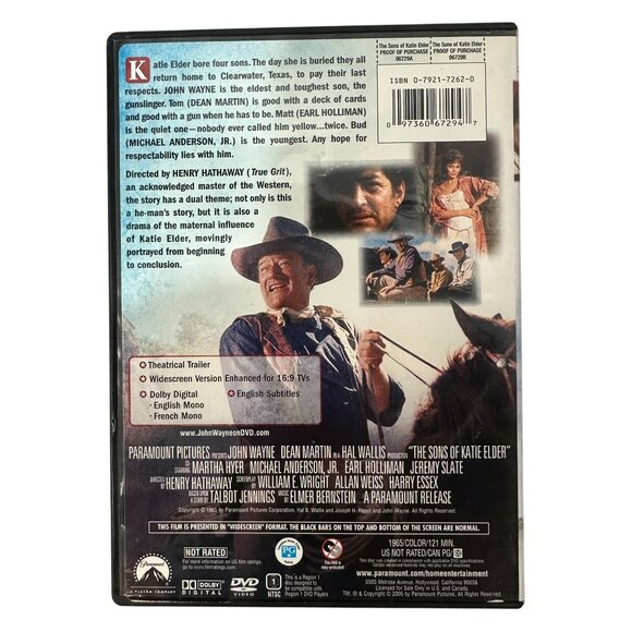 The Sons Of Katie Elder DVD Widescreen John Wayne Dean Martin Paramount 1965 - Picture 2 of 7